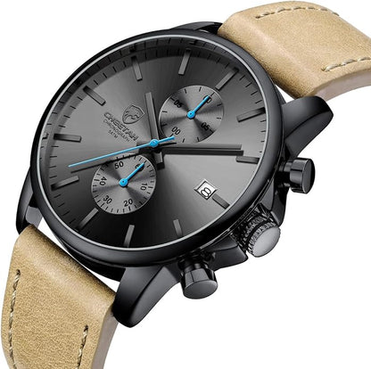GOLDEN HOUR Mens Watch Fashion Sleek Minimalist Quartz Analog Mesh Stainless Steel Waterproof Chronograph Watches for Men with Auto Date