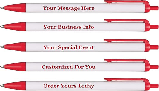 RevMark Personalized Ballpoint Pen, Custom Printed Name, Business or Event Information, Timeless Advertising, USA Made Pens, Promotional Marketing, Smooth Black Ink, Bulk Pack (Red,50 Ct.)