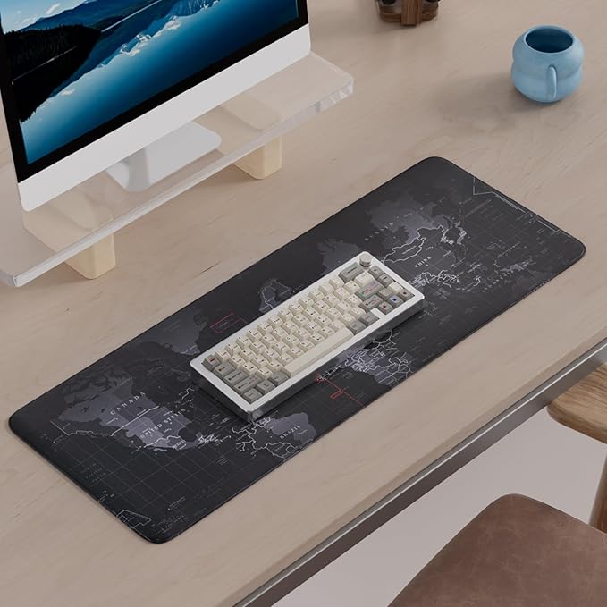 Black Large Mouse Pad,Waterproof Desk Mat,Extended Non-Slip Keyboard Mouse Pad Office Desk Pad 31.5" x 11.8" Anime Terrain Mouse Pads Desktop Protector for Office and Home