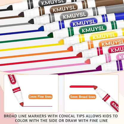 KMUYSL 160 Count Washable Markers Bulk, 10 Assorted Colors - Broad Line Conical Tip Coloring Markers, School Art Supplies & Back to School Essentials, Teacher Classroom Must Haves