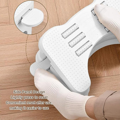 Ymiko Adjustable Under Desk Footrest Stool, Height Adjustable Multifunctional Stable Reader Foot Rest for Office Home Toilet White PP Alloy