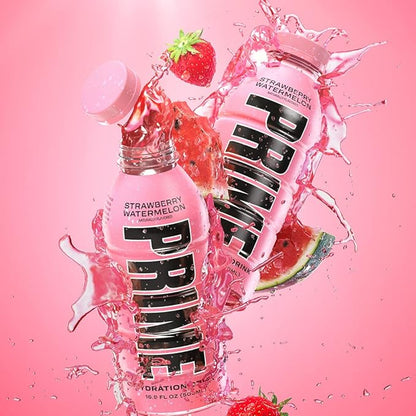 PRIME Hydration STRAWBERRY WATERMELON, Sports Drinks, Electrolyte Enhanced for Replsnishing Fluids, 250mg BCAAs, B Vitamins, Antioxidants, Low Sugar, 16.9 Fl Oz, 12 Pack