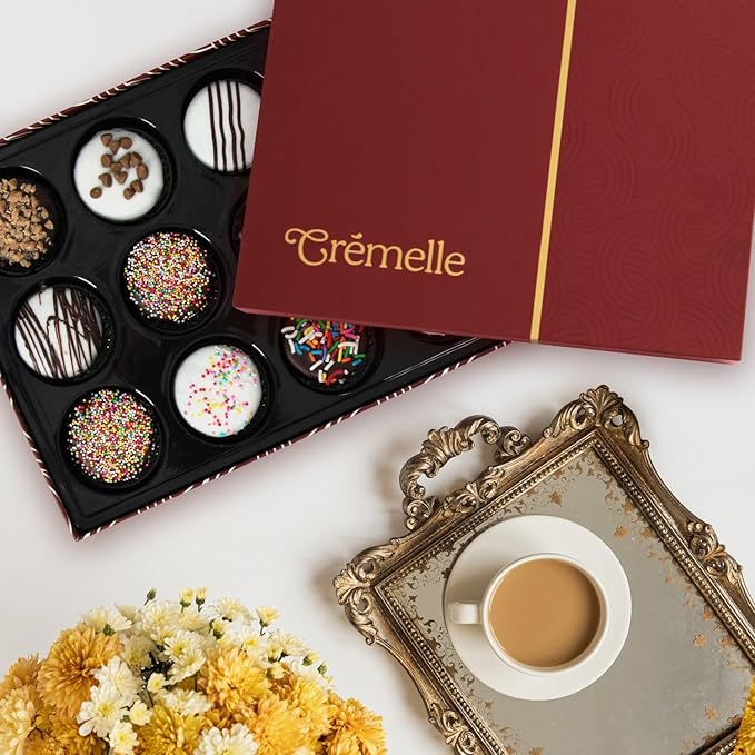 Cremelle Gourmet Cookies Gift Box, 12 Pieces of Food Gifts Cookies, Ideal Chocolate Candy Gift Box for Friends, Colleagues and Loved Ones, Perfect Fancy Cookie for Holidays and Celebrations