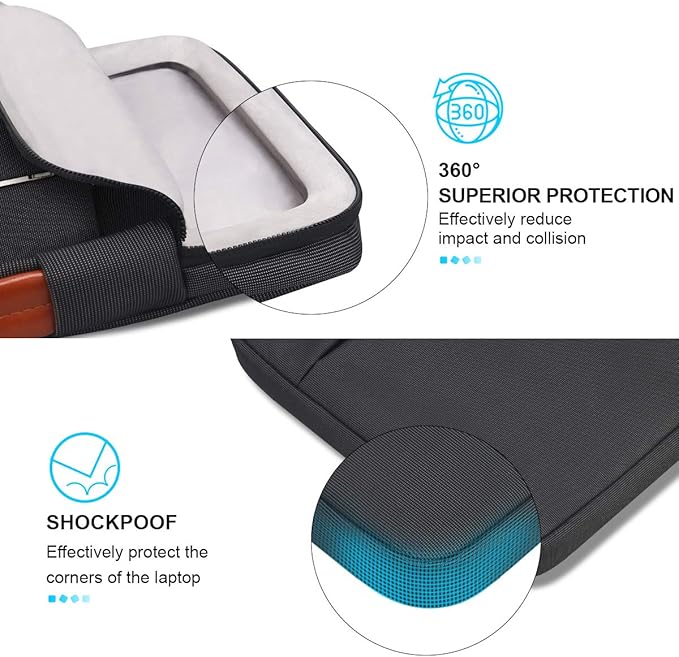 Lacdo 360° Protective Laptop Sleeve Case for 13 inch New MacBook Air M4 A3240 2025, M3 A3113, M2 A2681, M1 A2337 | 13" MacBook Pro M2/M1 A2338 A2251 | 13" iPad Pro M5 / iPad Air M3 Computer Bag, Black
