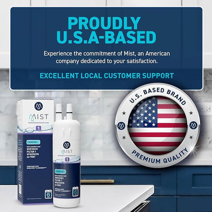 Mist EDR1RXD1 Refrigerator Water Filter Replacement for Everydrop® Filter 1 – Whirlpool® WHR1RXD1 W10295370A, Kenmore® 46-9081 – 2-Pack – NSF 42 & 372 Certified