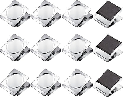 Magnetic Clips 1.77 inch, 12 Pack Heavy Duty Magnetic Clips for Whiteboard Refrigerator Classroom, Large Magnet Metal Clips for Hanging