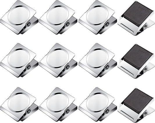 Magnetic Clips 1.77 inch, 12 Pack Heavy Duty Magnetic Clips for Whiteboard Refrigerator Classroom, Large Magnet Metal Clips for Hanging