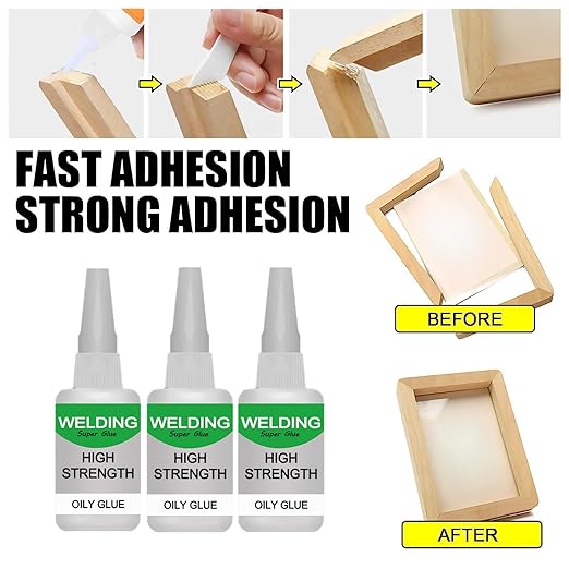 Jue-Fish Multifunctional Glue, Welding High-Strength Oily Glue, Universal Super Glue, Instant Bonding, Strong Adhesion, Repairs Last Long Time for Metal, Wood, Ceramics,Leather, Glass (clear4pc)