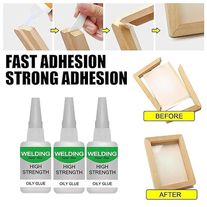 150ML Welding High-Strength Oily Glue, Jue-Fish Multifunctional Glue, Universal Super Glue, Instant Bonding, Strong Adhesion, Repairs Last Long Time for Metal, Wood, Ceramics,Leather, Glass (3PCS)