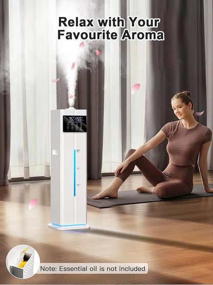 9L/2.4Gal Smart Cool Mist Humidifier, Top Fill Quiet Humidifier Large Room, Covers 550ft², App & Remote Control, 60H Runtime, 7 Colors Light, 4 Mist Modes Humidifiers for Bedroom, Office, White