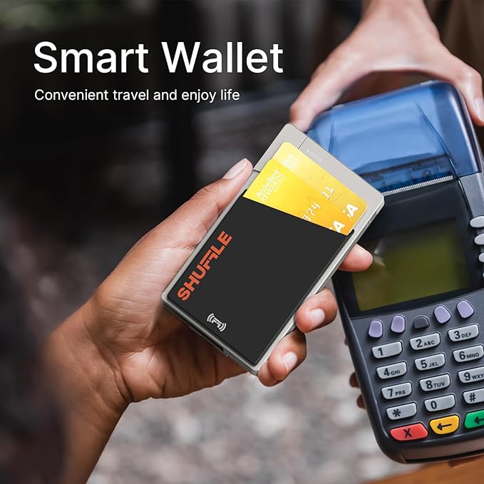 Shuffle Wallet Accessories - Silicone Pouch with NFC Function, Digital Business Card Chip, Holds 2 Cards, Perfect for Key Cards, Subway Passes, Gym and Hotel Cards (Orange)