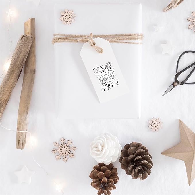 Christmas Holiday Word Phrases Sentiment Wooden Stamp, Rubber Wood Stamp for DIY Card Making, Crafting, Scrapbooking or Journaling, Calligraphy Word Art Merry Christmas (Design #1)