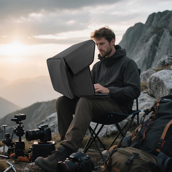 Laptop Sun Shade for Working Outside - Foldable Sun Glare Shield & Privacy Hood for Outdoor Workers, Travel, Camping - Fits 15-16 inch Laptops(Patent Pending)