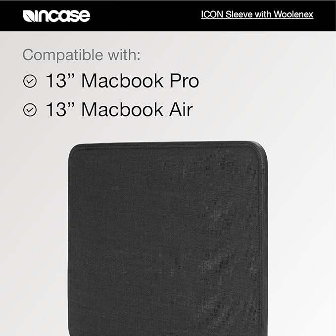 Incase ICON Sleeve with Woolenex - MacBook Air 13 inch M1, 2020, 2019, 2018 & MacBook Pro 13 inch 2019, 2018, 2017, 2016 Case - Fitted MacBook Case, Laptop Sleeve, Hard Cover, Durable (Blush Pink)