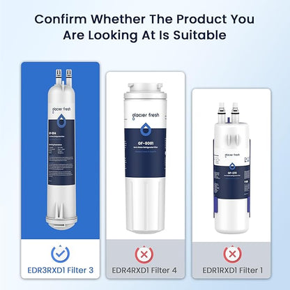 GLACIER FRESH EDR3RXD1 Refrigerator Water Filter, Compatible with 4396841, KAD3RXD1, WHR3RXD1, 4396841, 4396710, Filter 3, 46-9083,46-9030, 9030, 9083 Refrigerator Water Filter, 3+3 Packs