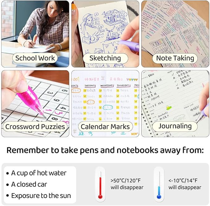 Retractable Erasable Gel Pens Clicker,Fine Point 0.7mm Smooth Writing Pens,Cute Pens For Writing Journaling Taking Notes School Office Home. (12 Colors)