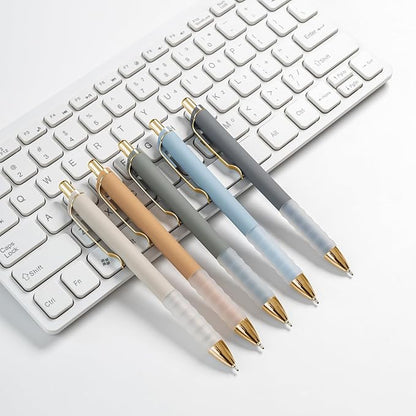 Linbsunne Ballpoint Pens Black Medium Point 1mm with Super Soft Grip Ball Point Pen for Men Women Retractable(gold-6x2 pcs)