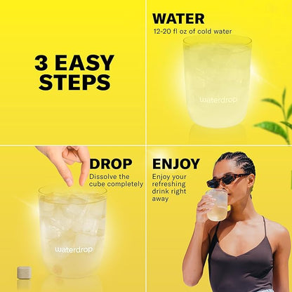 Waterdrop Hydration Cubes with Vitamin C, B Vitamins, and Electrolytes, Iced Tea Lemon Flavor, Flavored Water Enhancer Cubes for Still & Sparkling Water, Low Calorie, Sugar Free, Gluten Free, 24 Count