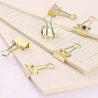 50 Pack Small Gold Binder Clips 3/4 Inch (19 mm), Colored Little Paper Clamps, Tiny Mini Paper Clips for Office Home School Business 0.75"