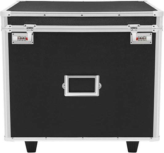 Portable Locking File Storage Box, File Organizer Storage Box - 19.2*15*16inch Letter Size, Portable Locking Storage Totes, Secure Mobile Document Storage Case for Filing Office Documents - Black