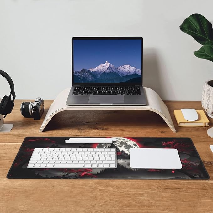 Extended Gaming Mouse Pad, Large Gaming Mouse Waterproof with Stitched Edges, Non-Slip Desktop Pad for Home and Office, Level Up Your 31.5x11.8 Inch… (Dark Night)