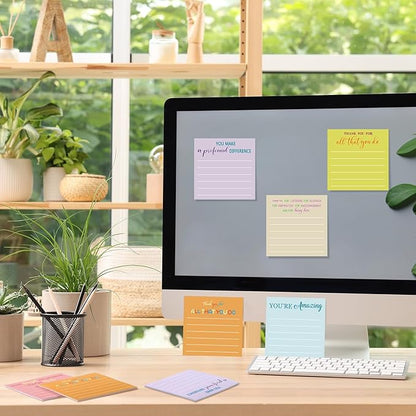 Yinder 24 Pcs Employee Appreciation Sticky Notes Xmas Gift Bulk Motivation Note Pads Mini Inspirational Note Gift for Teacher Nurse Staff Coworker Office Supply 3 x 3'' (Appreciation,Macaron Color)