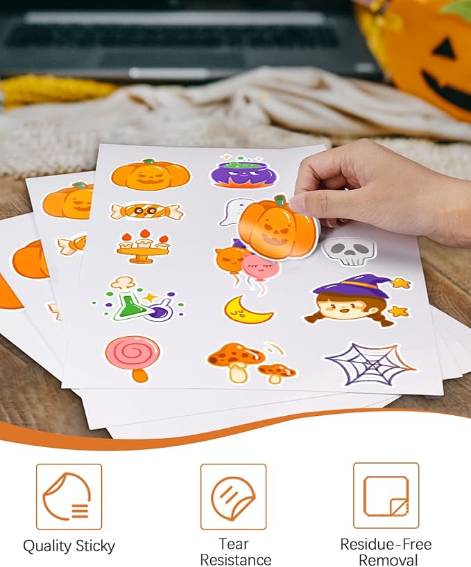 QYH Premium Printable Vinyl for Inkjet Printer-120 Matte Waterproof Sticker Paper 8.5" x 11" White Decal Labels