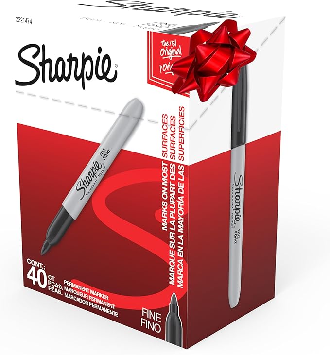Sharpie Permanent Markers, Fine Point, Black, 40 Count - Quick Drying, Bulk Set for Classroom, Poster Boards, Office, Home, Teacher Supplies