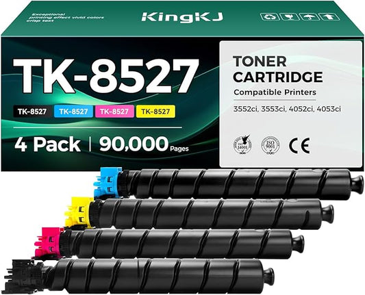 TK-8527 TK8527 Toner Cartridge 4Pack High Yield Replacement for TK-8527K TK-8527C TK-8527M TK-8527Y Compatible with Kyocera TASKalfa 3552ci 3553ci 4052ci 4053ci Laser Printer Black Cyan Magenta Yellow