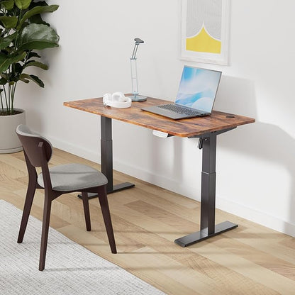 FEZIBO Electric Standing Desk, 48 x 24 Inches Height Adjustable Stand up Desk, Sit Stand Home Office Desk, Computer Desk, Rustic Brown