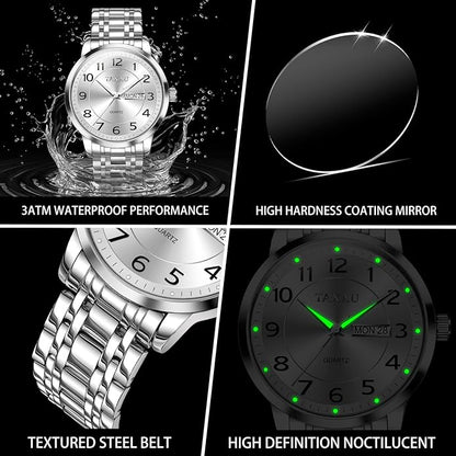Mens Silver Watch Luxury Minimalist Dress Watch Classic Waterproof Watches for Men Analog Quartz Stainless Steel Men's Wrist Watches with Date Luminous Relojes para Hombres