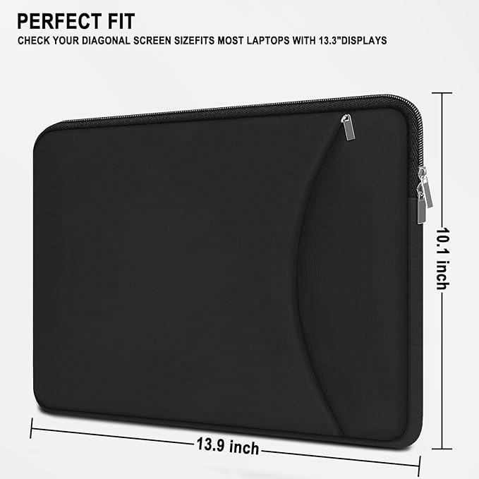 Laptop Case 13-13.3 inch, Durable Traveling Shockproof Protective Laptop Case Computer Cover with Pocket, Briefcase Carrying Bag Compatible for MacBook Air Pro, Dell, HP, Asus, Lenovo, Black