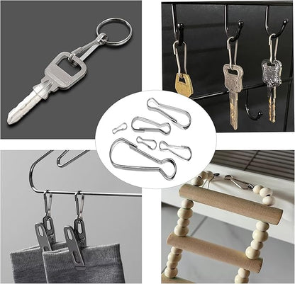 60 pcs Stainless Steel Small Spring Hooks 1.57inch/40mm Lanyard Clasp Zipper Snap Clips for Key Chain ID Card Badge Holders