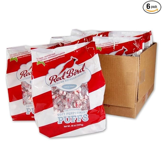 Red Bird Soft Peppermint Candy Mints, Bulk Candy Individually Wrapped, 46 oz Bag (Case of 6)