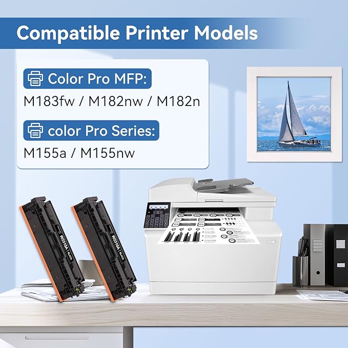 MYTONER 215A Black Toner Cartridge (with Chip) Compatible Replacement for HP 215A W2310A Toner Cartridge for Color Pro MFP M183fw M182nw M182n Pro M155a M155nw Printer (2 Pack)