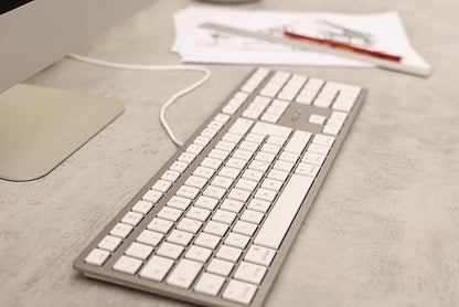 CHERRY KC 6000 Slim Keyboard Made with Mac Layout. with 12 Apple Specific Functions. Scissor Tech Typing for Near Silent. Alternative to Magic Keyboards. USB-A Wired. US Layout White and Silver.