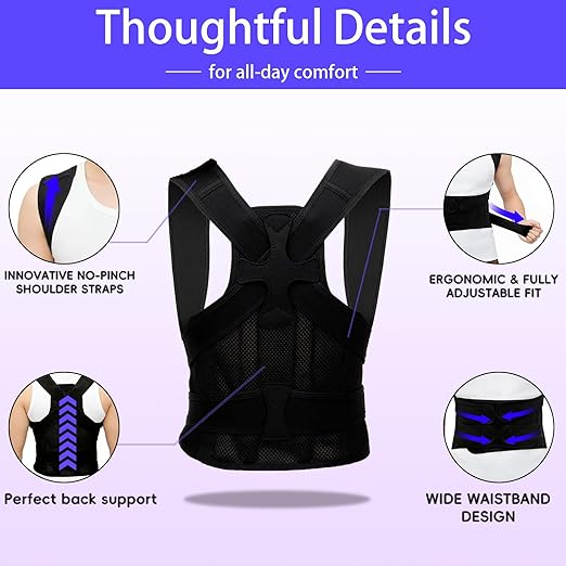 Posture Corrector for Women and Men,Adjustable Full Back Support,FSA&HSA Eligible,Improve Posture,Upper Lower Back,Neck,Shoulder Pain Relief,Scoliosis & Hunchback Support