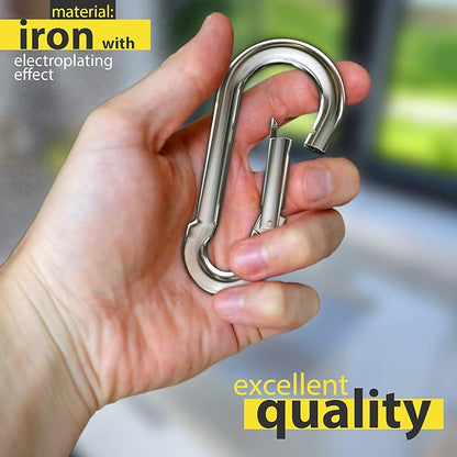dimok Heavy Duty Carabiner Clips Stainless Galvanized Carbon Steel Spring Snap Hook Set for Camping Swing Boating Hammock Hiking 3 1/2 Inch