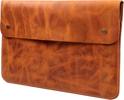 MegaGear Top Grain Leather Macbook Bag Laptop Sleeve for MacBook Pro and MacBook Air Case - 14 Inch - 13 Inch (M4, M3, M2, M2, M1, Pro & Max) - 13.3 Inch - iPad Pro 12.9 Inch - 2020 to 2024 Models