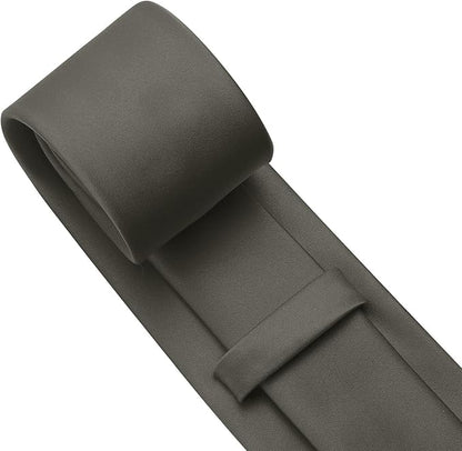 KOOELLE Men's Ties Solid Pure Color Plain Neckties Formal Black Ties For Men