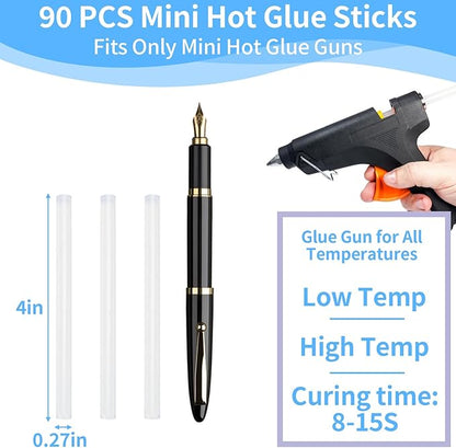 Mini Hot Glue Sticks Bulk, Clear Glue Gun Sticks for Metal, Wood, Glass DIY Art Craft & School Projects Craft, Bond (90 Pcs 8" X 0.27")