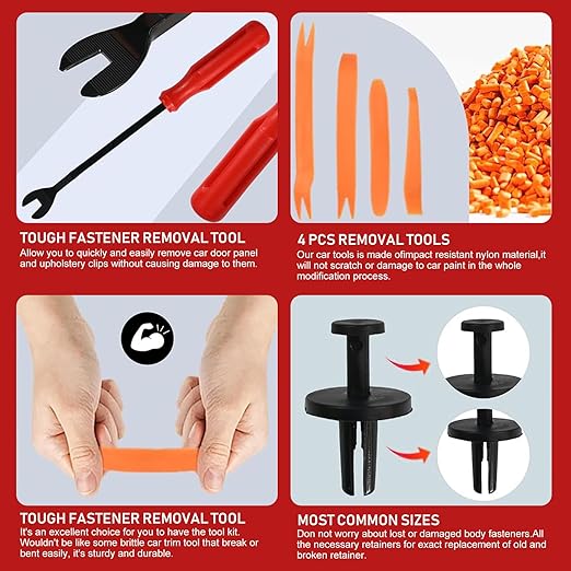 240PCS Automotive Clips and Fasteners - Bumper Retainer Clips, Car Plastic Rivets Push Retainer Kit with Popular Sizes - Door Trim Panel & Fender Clips for GM, Ford, Toyota, Honda, Chrysler
