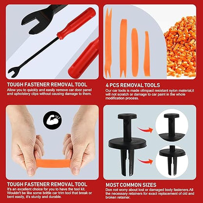 240PCS Automotive Clips and Fasteners - Bumper Retainer Clips, Car Plastic Rivets Push Retainer Kit with Popular Sizes - Door Trim Panel & Fender Clips for GM, Ford, Toyota, Honda, Chrysler