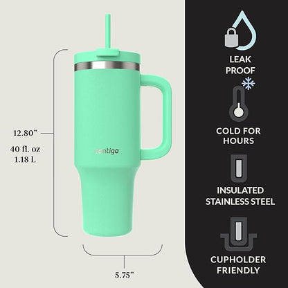 Contigo Streeterville 40oz Tumbler, Stainless Steel Vacuum Insulated, Leak-Proof, Cold for 29 Hours, Reef