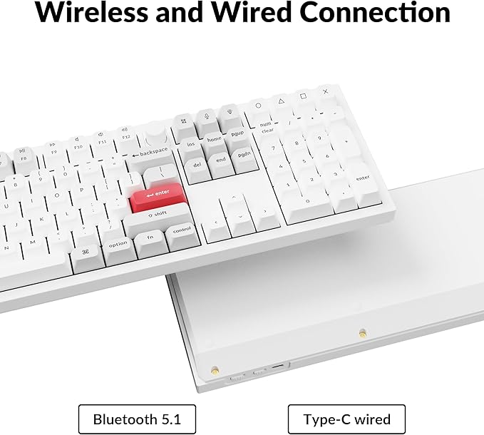 Keychron Q6 Pro Full-Size Bluetooth Custom Mechanical Keyboard for Mac Windows Linux, Full Metal QMK/VIA Programmable Knob KSA Double-Shot PBT Keycaps Hot-Swappable Keychron K Pro Banana Switch-White