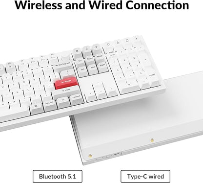 Keychron Q6 Pro Full-Size Bluetooth Custom Mechanical Keyboard for Mac Windows Linux, Full Metal QMK/VIA Programmable Knob KSA Double-Shot PBT Keycaps Hot-Swappable Keychron K Pro Banana Switch-White