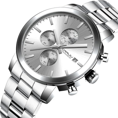 CRRJU Mens Stylish Casual Quartz Watches for Men Luxury Waterproof Calendar Chronograph Japan Movement Wristwatches