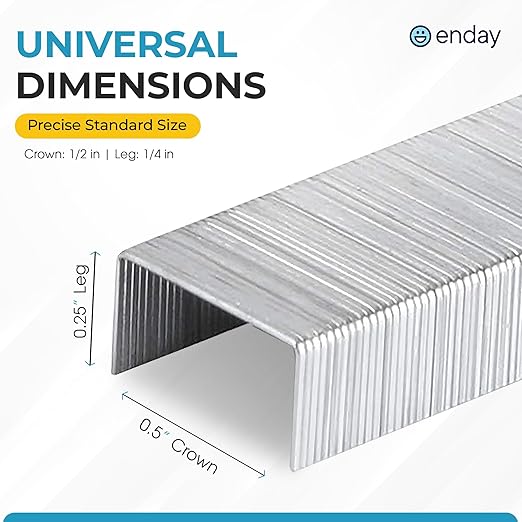 50,000 Standard Staples - 1/4 Inch Length, 210 per Strip, Jam-Free Chisel Point, Staples for Stapler, Replacement, Fits Standard Staplers, 10 Boxes of 5,000 Each, by enday