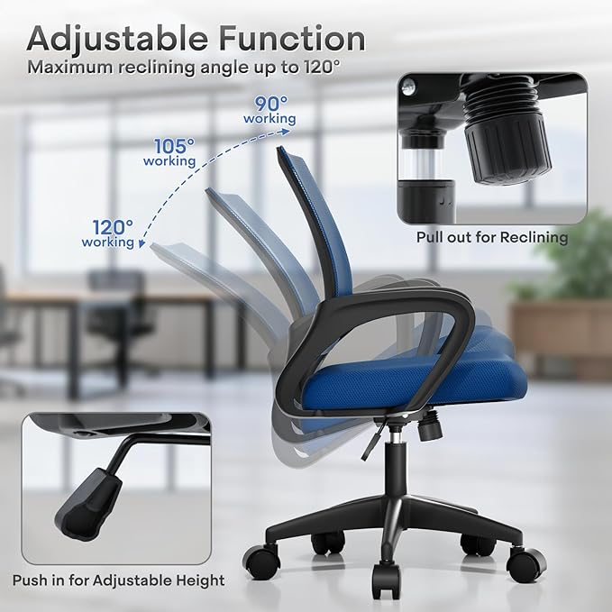 Athena Collection Office Chair - 330Lbs, 2 Packs Breathable Mesh Desk Chair Thickness Cushion with Lumbar Support & Armrest, Rolling Swivel Adjustable Tilt Lock for Home Office/Gaming, Bedroom Study