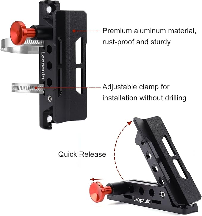 Vehicle Fire Extinguisher Mount Bracket, Aluminum Adjustable Quick Release Roll Bar Fire Extinguisher Bottle Mount with 8 Clamps, Compatible with Jeep Wrangler JK TJ Rubicon UTV, Black